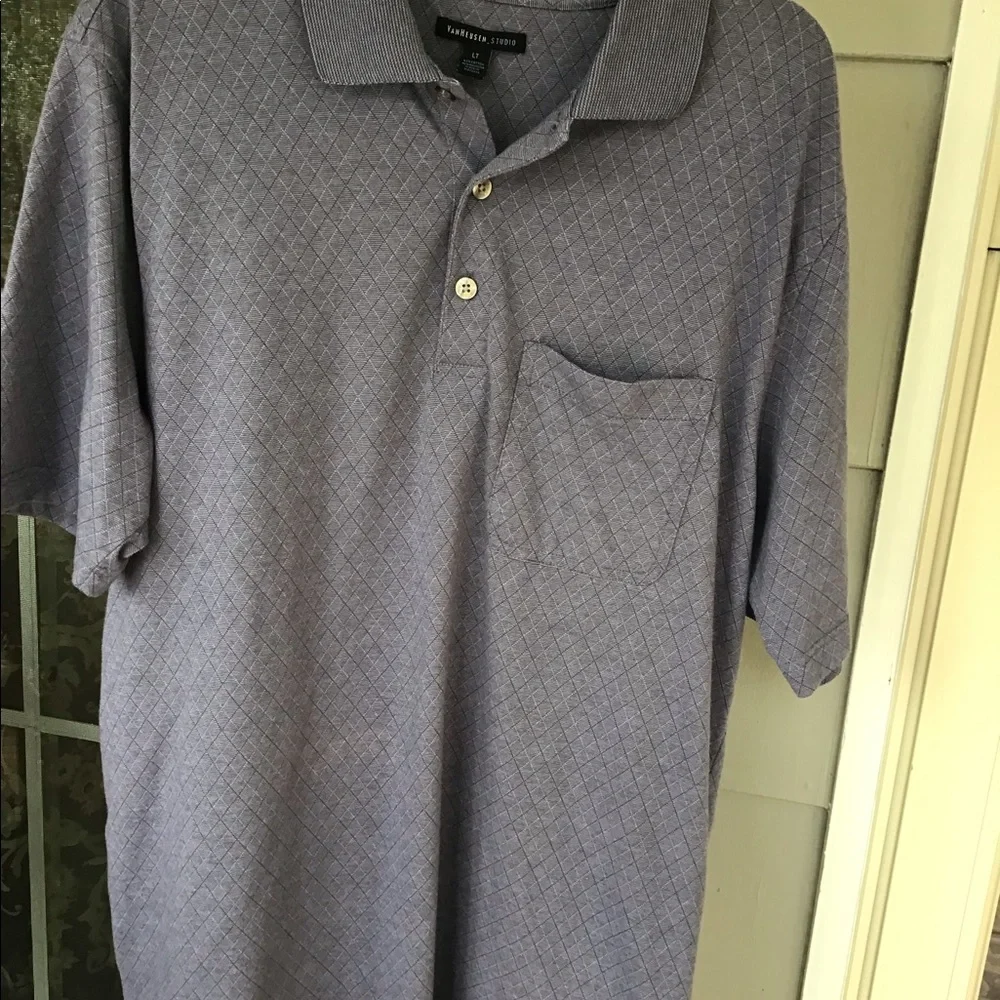Van Heusen studio men’s polo pocket shirt large Tall blues and grays - Picture 4 of 9